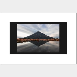 Lonely Mountain with lake reflection in New Zealand Posters and Art